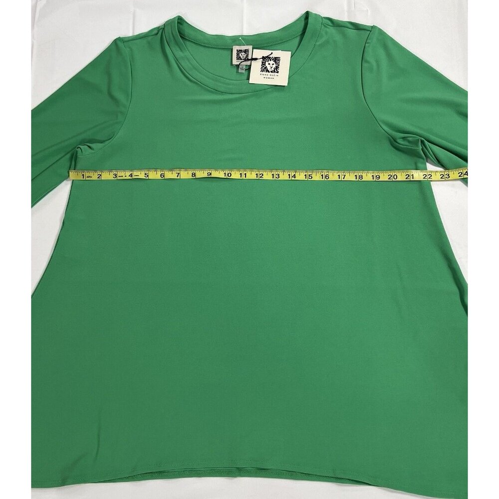 Anne Klein women Top Plus size 1X green stretch 3/4 Sleeves NWT - Picture 7 of 10